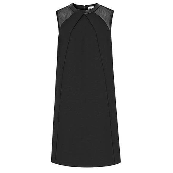 Reiss Sleeveless Dress Size 0 Black Shift Dress - Leather Trimmed Cocktail Dress - Picture 7 of 15